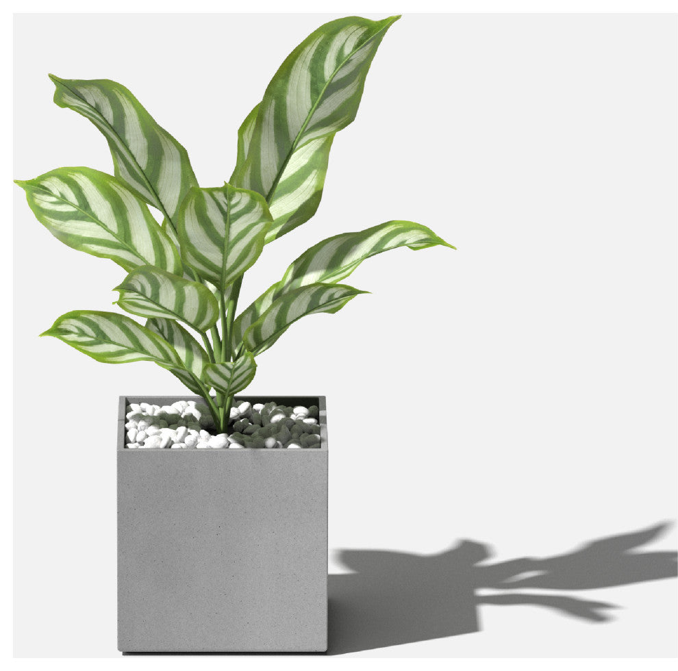 Veadek Geo Series Cube 5" Planter, Grey, 5 Inch, 1 Pack