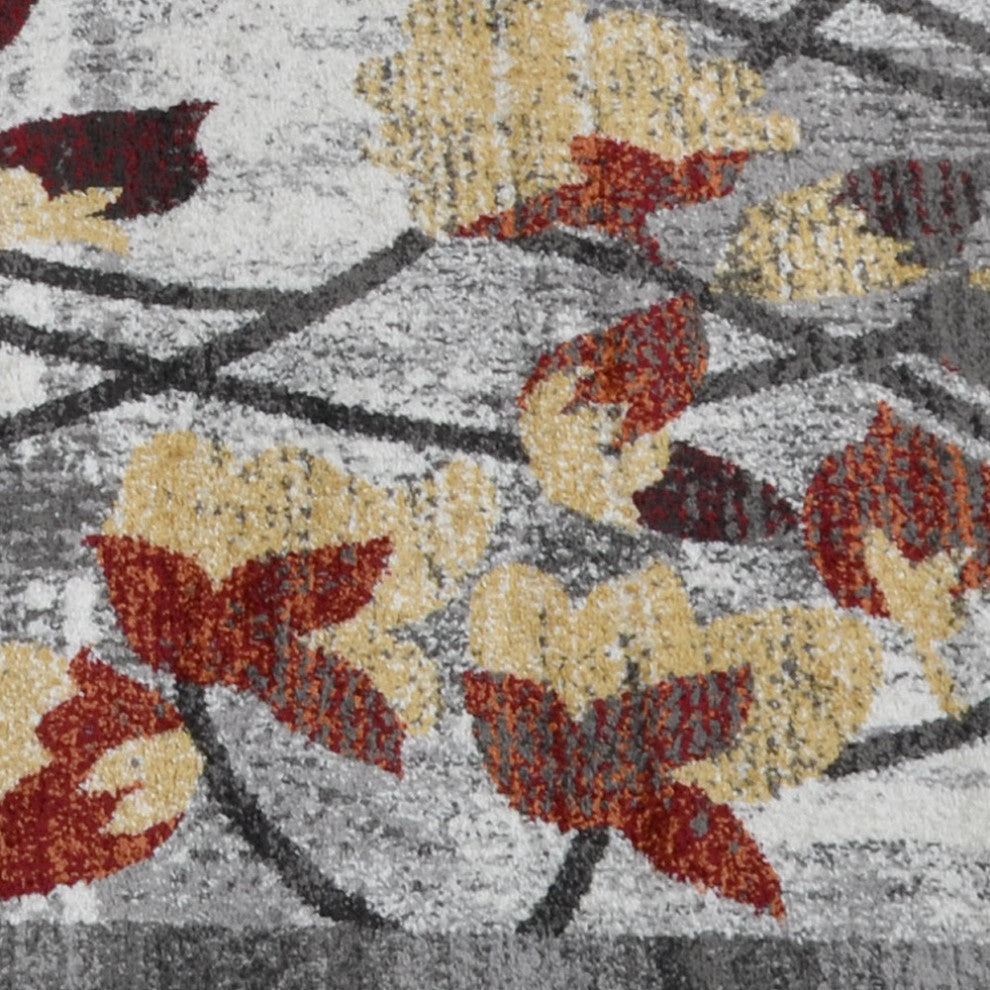 MACHINE MADE HEATSET POLYPROPYLENE AREA RUGS -Silver Color,Floral Design