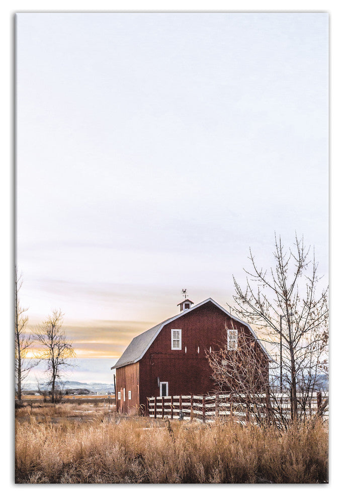 Rustic Barn Sunrise 20x30 Canvas Wall Art