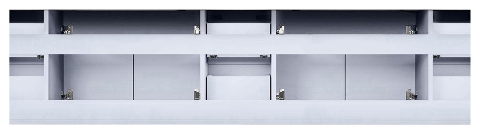 Geneva Transitional Glossy White 84" Double Vanity with 36" Led Mirrors, no Top
