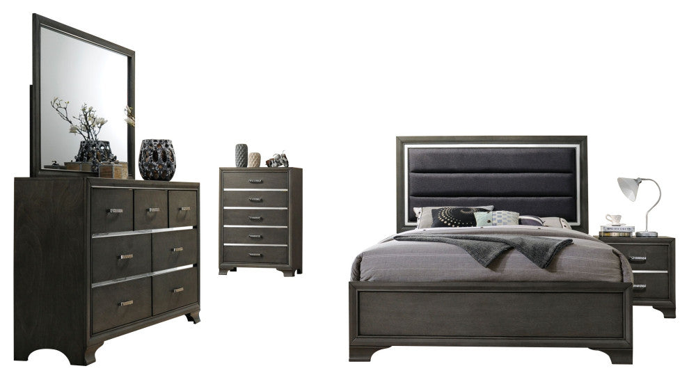 Acme Caren 2-Drawer Nightstand, Charcoal