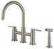 CASAINC Bridge Kitchen Faucet Double Handle with Side Sprayer 3 Color, Brushed Nickel