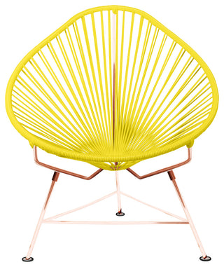 Acapulco Indoor/Outdoor Handmade Lounge Chair, Yellow Weave, Copper Frame