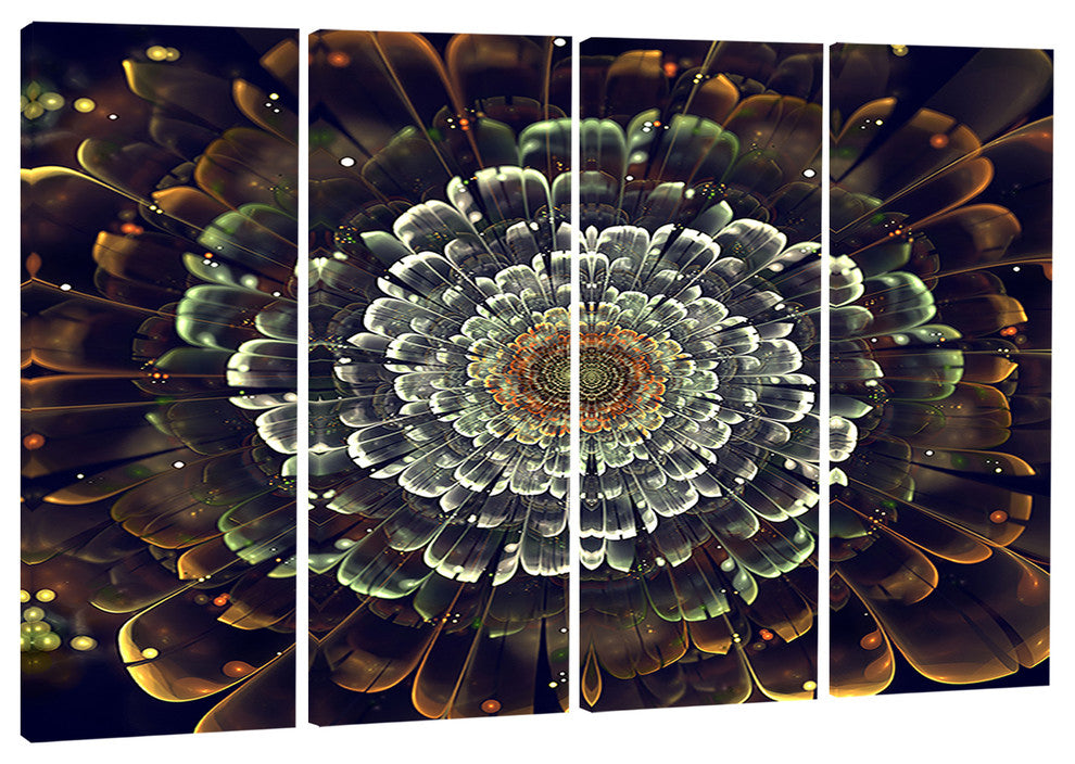 "Silver Metallic Fabric Flower" Digital Canvas Print, 4 Panels, 48"x28"