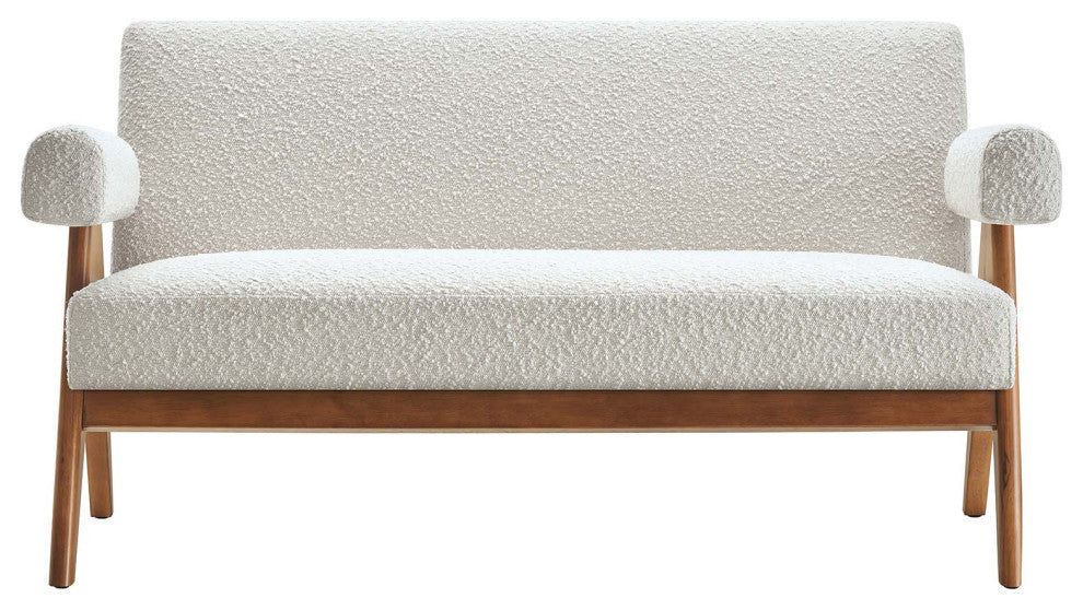 Lyra Boucle Fabric Loveseat, Ivory