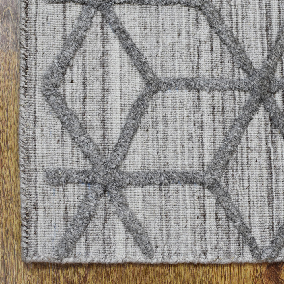 HAND WOVEN FLAT WEAVE KILIM POLYESTER AREA RUGS -Rectangle,Light Gray,Geometric, [Rectangle] 4'x6'