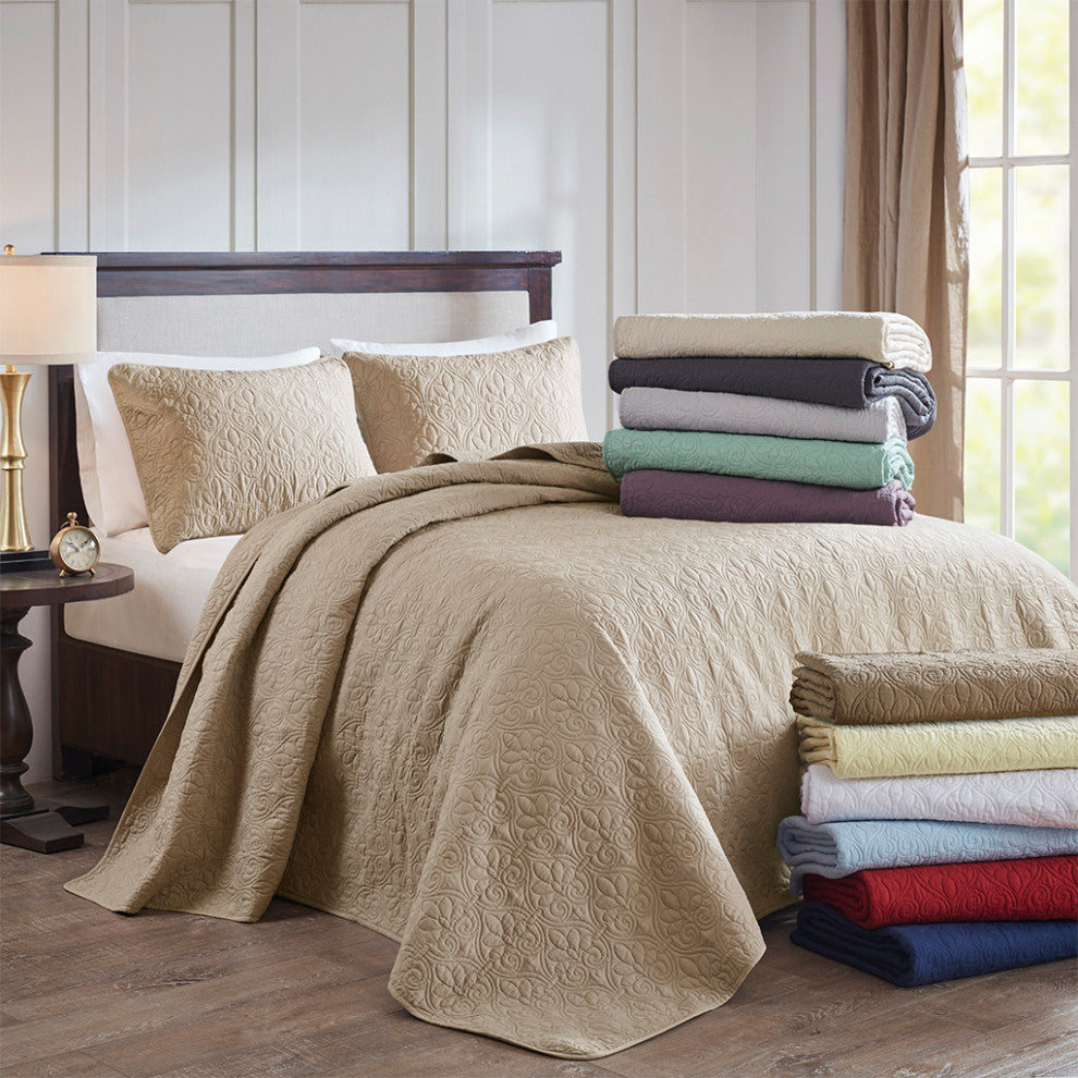 Madison Park Quebec Reversible Bedspread Set, Dark Grey