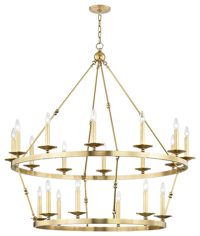 Allendale 20 Light Chandelier, Aged Brass Finish