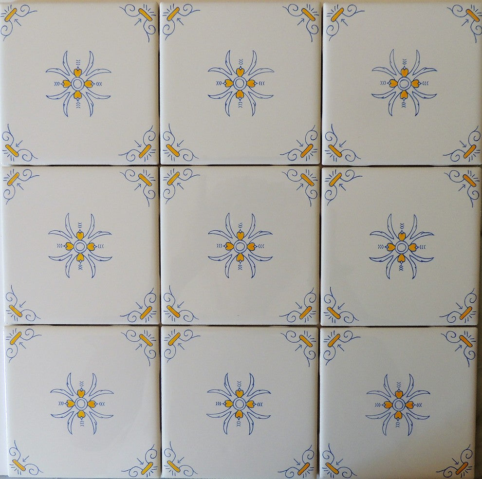 Delft Oxen Corners Historic Center Flower, Set of 3