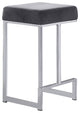Jakob Backless 25" Counter Height Stool, Stainless Steel, Set of 2, Velvet Gray