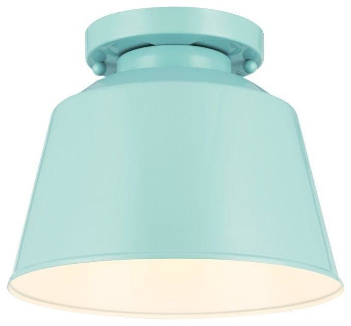 Freemont 1-Light Outdoor Flush Mount, Hi Gloss Blue, Clear Crystal