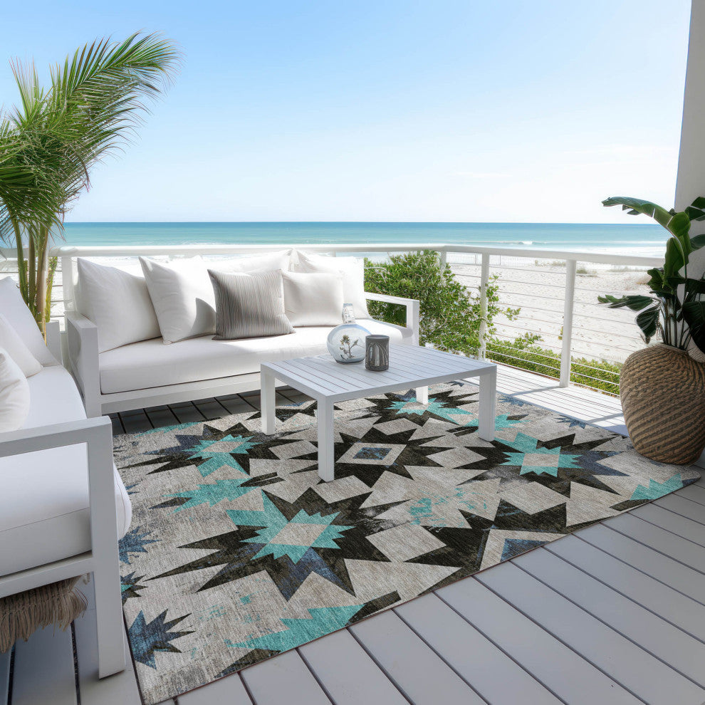 Machine Washable Indoor/Outdoor Chantille ACN1893 Black 2'6" x 3'10" Rug