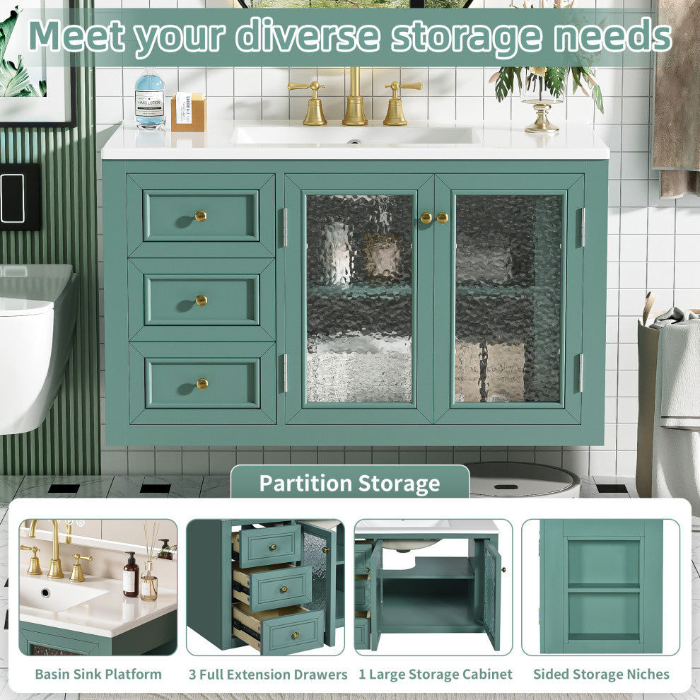 TATEUS 36'' Wall Mounted Bathroom Vanity with Ceramic Sink