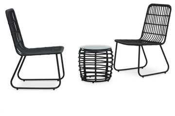 vidaXL 3 Piece Bistro Set Poly Rattan Black