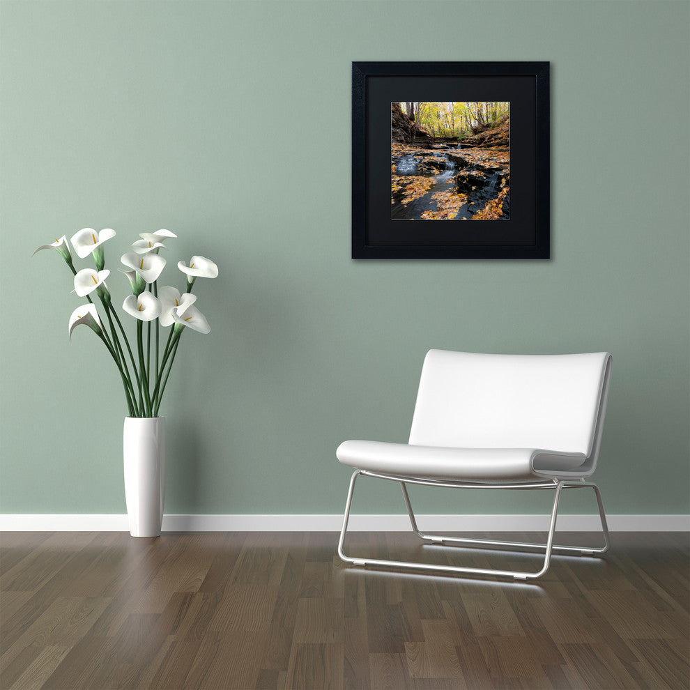 'Lakeview Autumn Falls' Matted Framed Canvas Art by Kurt Shaffer