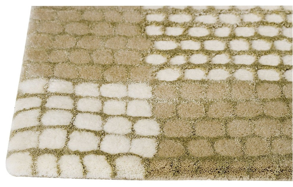 Hand Tufted Beige Wool Area Rug, 5''6"x7''10"