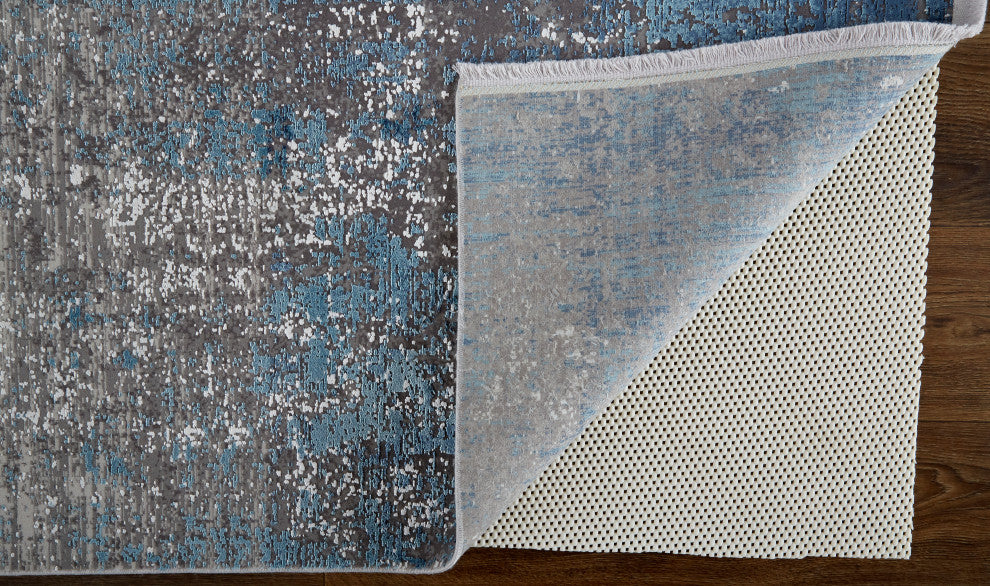Weave & Wander Lindstra Rug, Blue/Silver Gray, 3ft-1in x 5ft Rug
