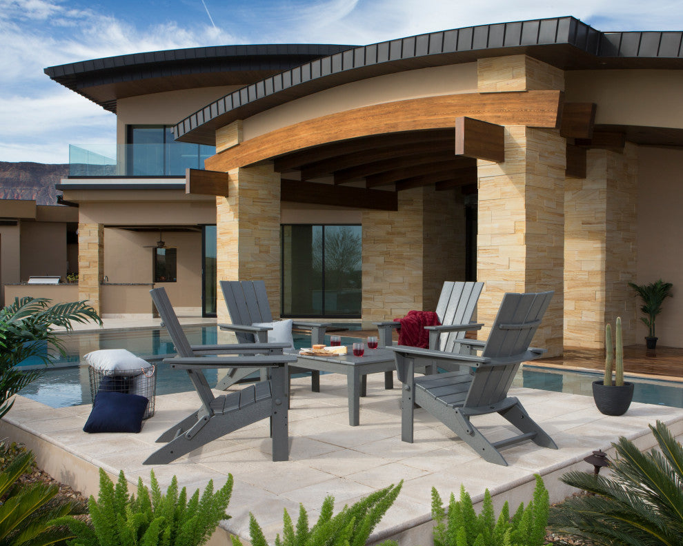 Polywood Quattro 5-Piece Conversation Set, Teak