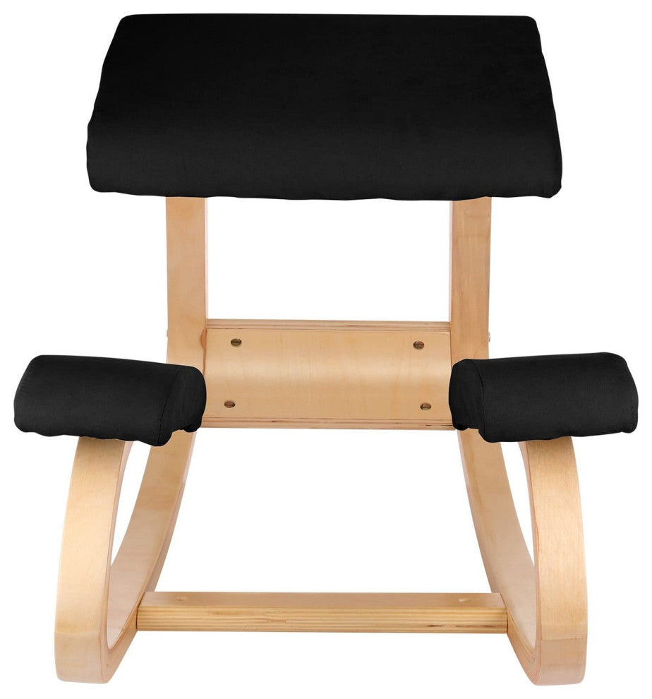 VEVOR Wooden Ergonomic Kneeling Chair Memory Seat Cushion Relieving Body Black