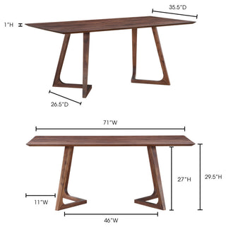 Godenza Dining Table Rectangular, Walnut