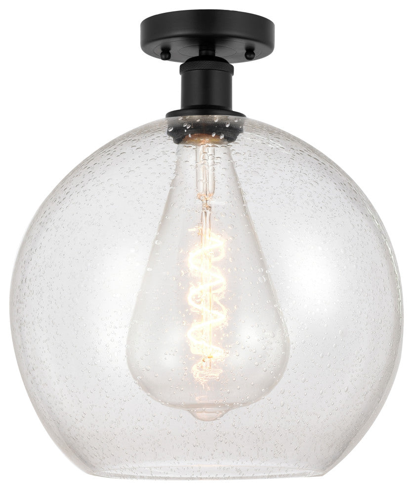 Innovations 616-1F-BK-G124-12 1 Light Semi-Flush Mount, Matte Black