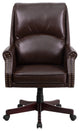 High Back Pillow Back Brown LeatherSoft Executive Swivel Office Chair with Arms