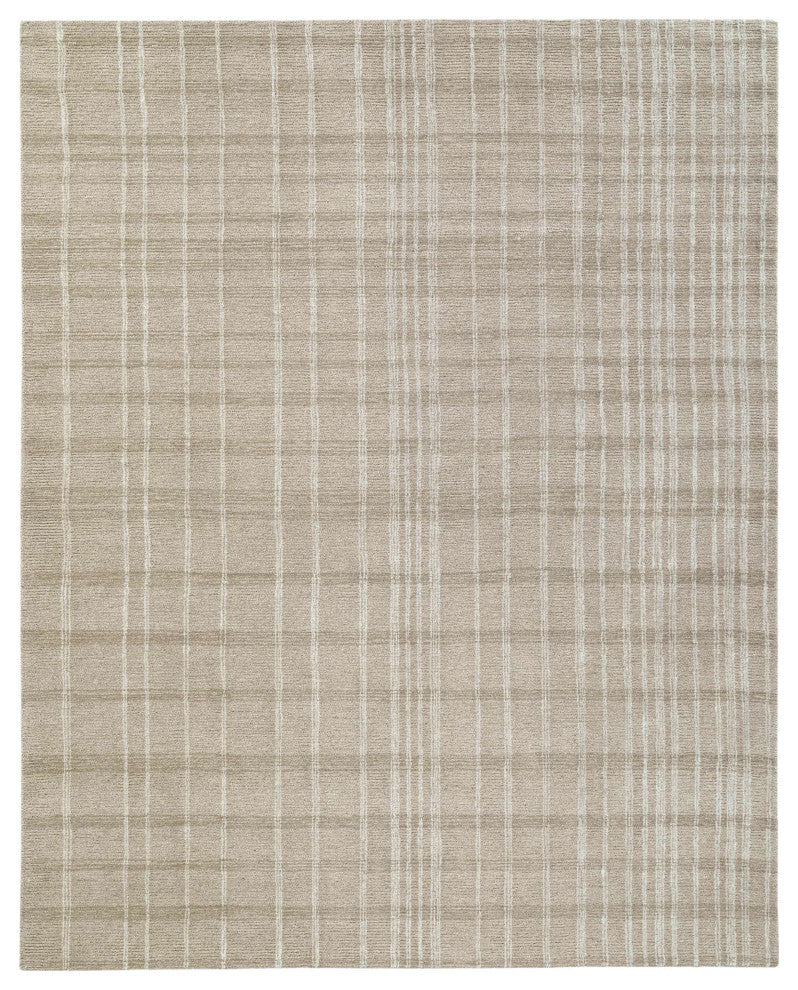 Obeetee Jaipur Grid Hand Tufted Rug, Taupe, 5'x8'