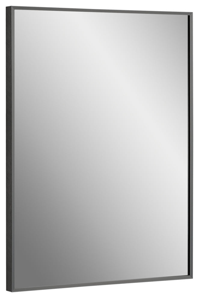 Vera 24 in. x 32 in. Modern Rectangle Framed Matte Black Wall Mount Mirror