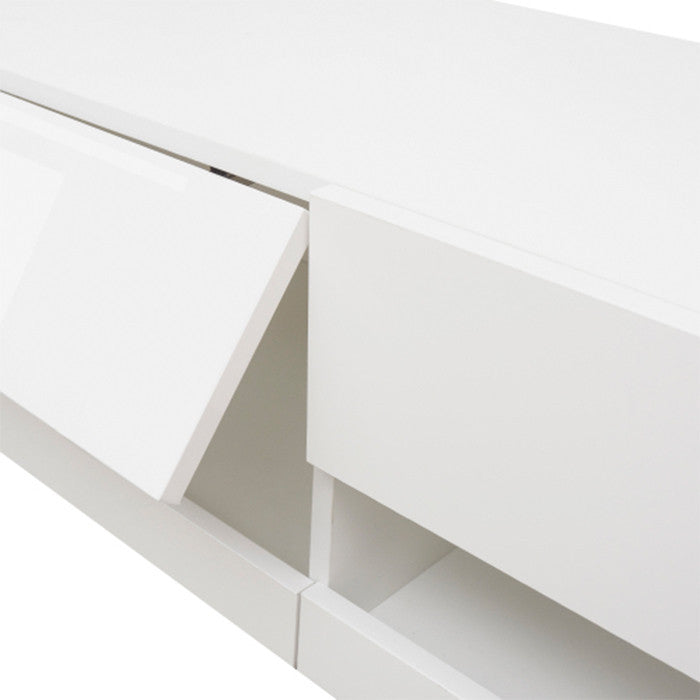 Modern White MDF benches Wall Mounted Floating TV stand with 20 Color LEDs