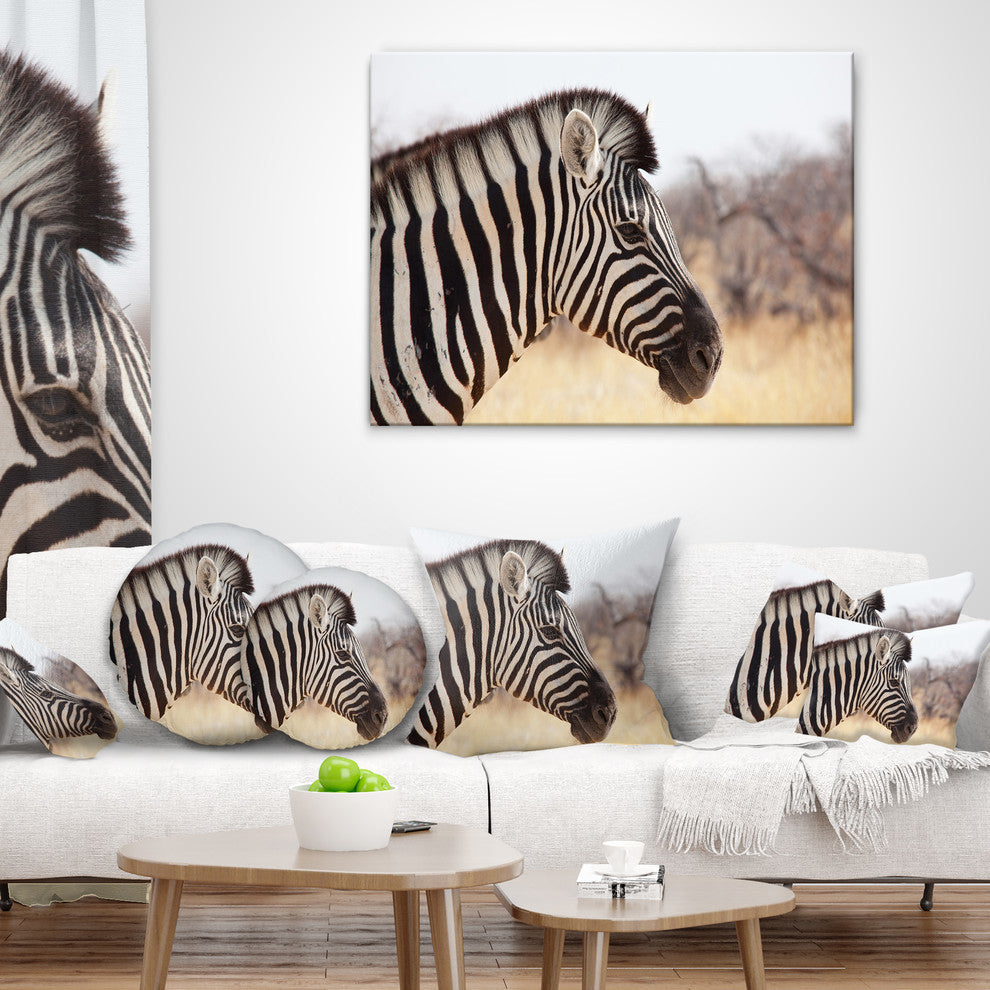 Beautiful Zebra in Forest Abstract Throw Pillow, 16"x16"