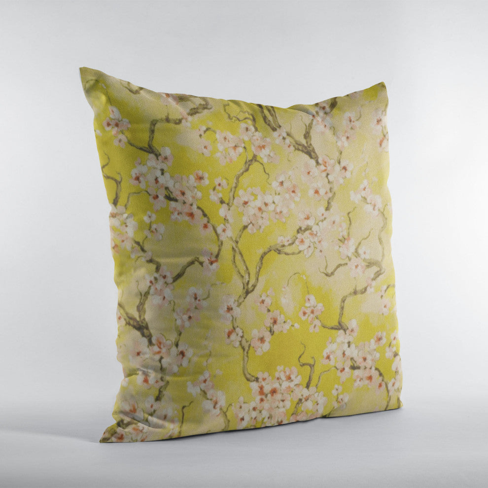 Curry Garden Cherry Blossoms Luxury Throw Pillow, Double sided 12"x20"