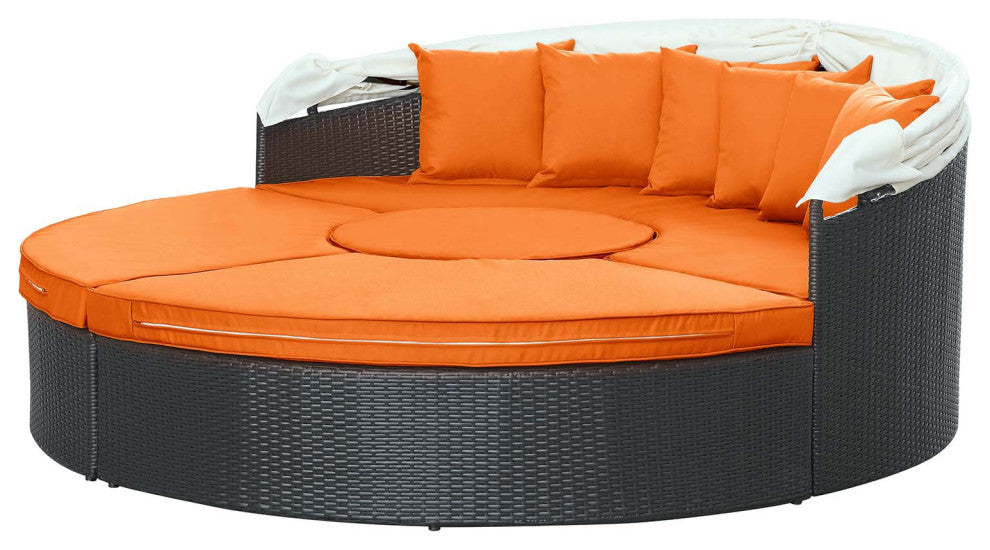 Quest Canopy Outdoor Patio Daybed, Espresso Orange
