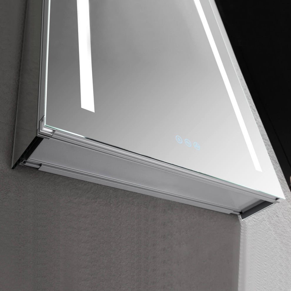 LED Mirror Medicine Cabinet With Defogger, Dimmer and Outlets, 24" Right