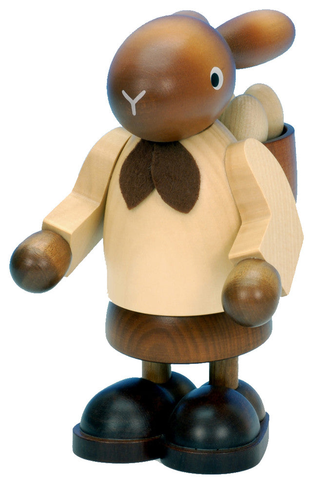 Christian Ulbricht Ornament- Girl Bunny With Backpack In Natural Wood Finish
