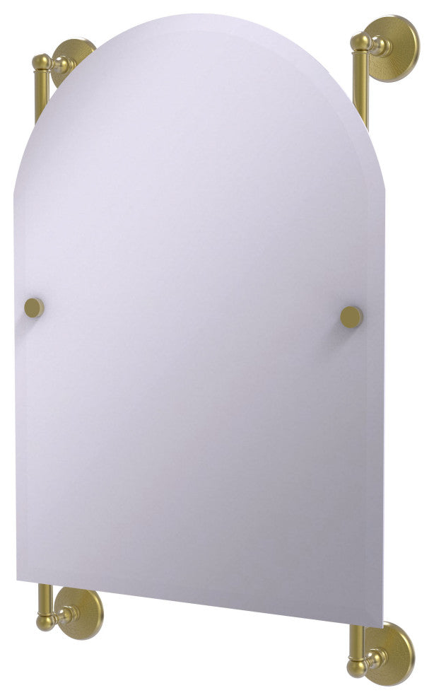 Monte Carlo Arched Top Frameless Rail Mounted Mirror, Satin Brass