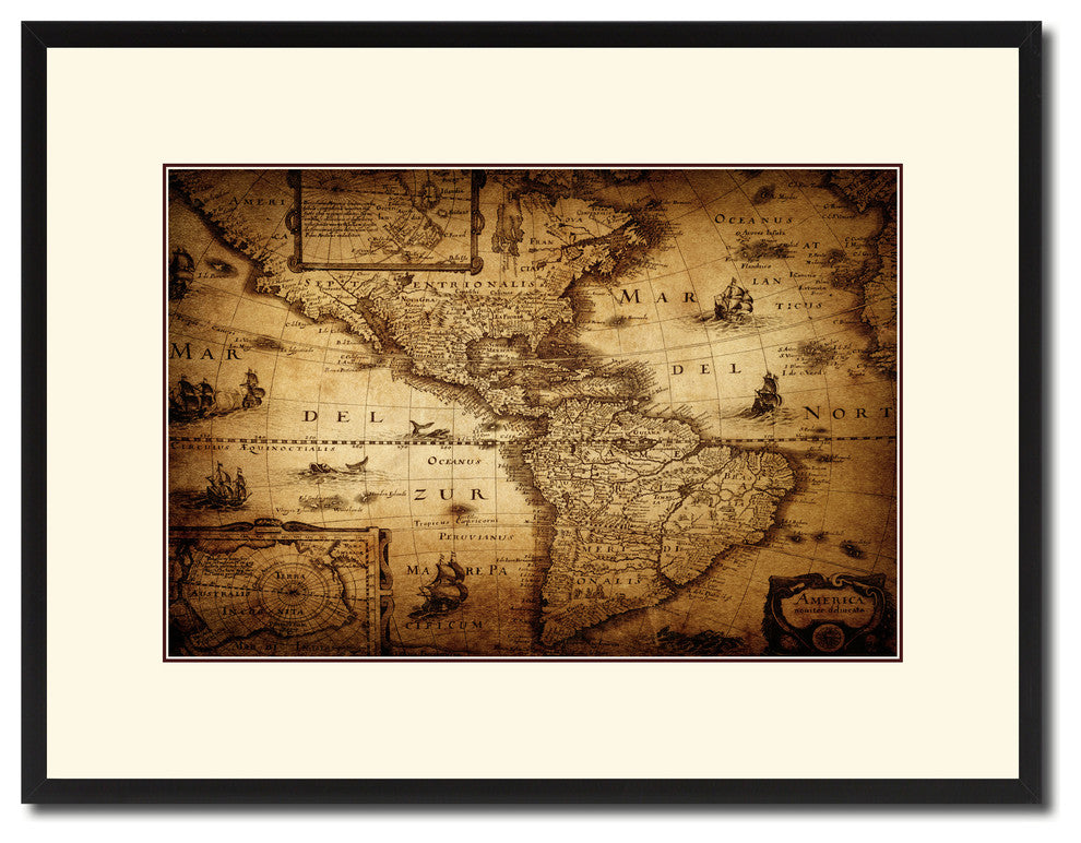America Vintage Antique Map Wall Art, 16"x21"