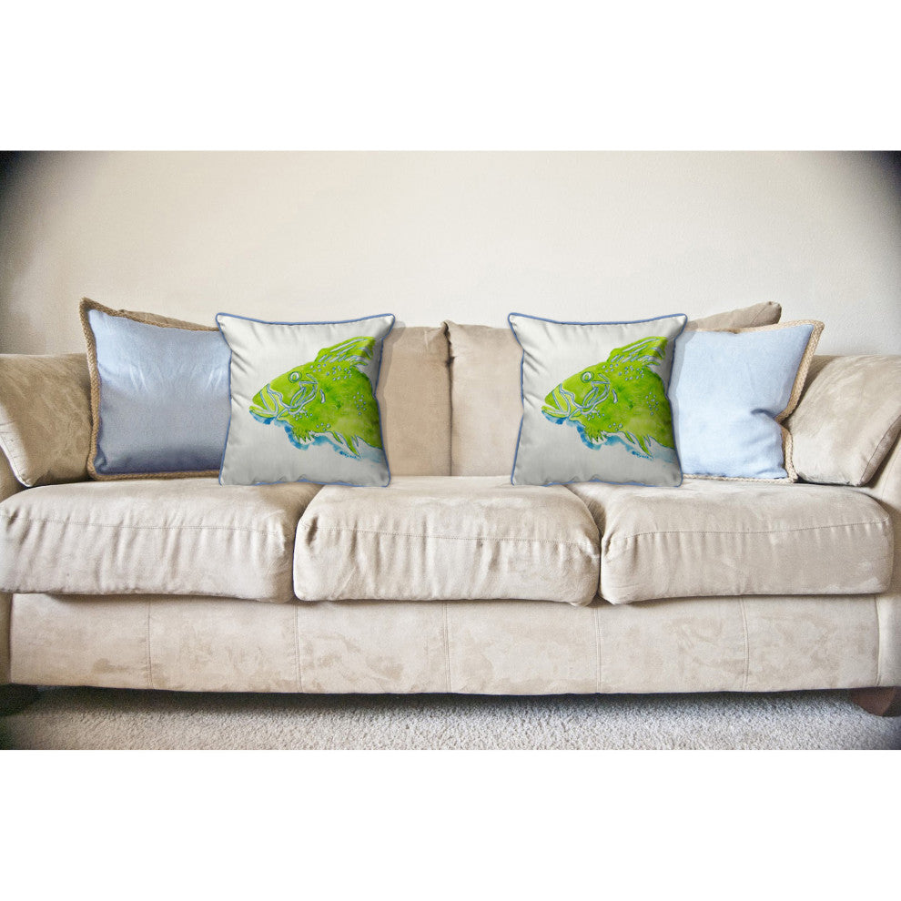 Green Fish Large Indoor/Outdoor Pillow 18x18