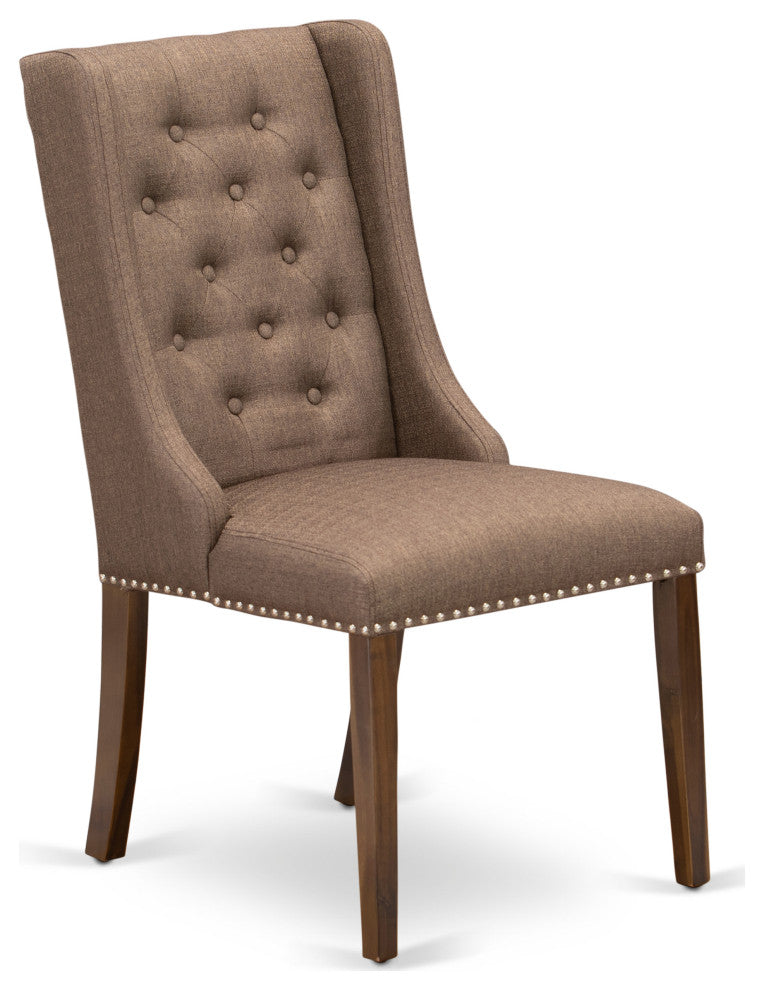Dining Chairs, Brown Parson Chairs, Antique Walnut Wood Legs,Set of 2