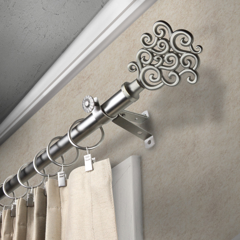Fabritio 13/16 inch dia. Curtain Rod, Satin Nickel, 66-120"