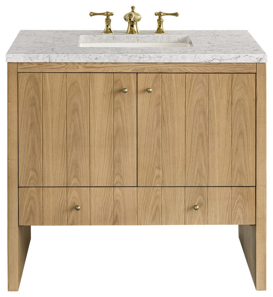 Hudson 36" Single Vanity, Light Natural Oak,  Eternal Jasmine Pearl Top
