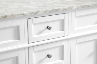 Home Living Vanity with Carrara White Marble Countertop, White, 60", Double Sink