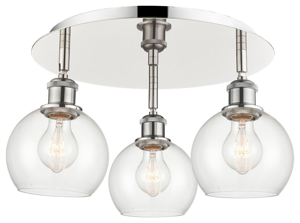Innovations Athens 3 17.75" Flush Mount Polished Nickel