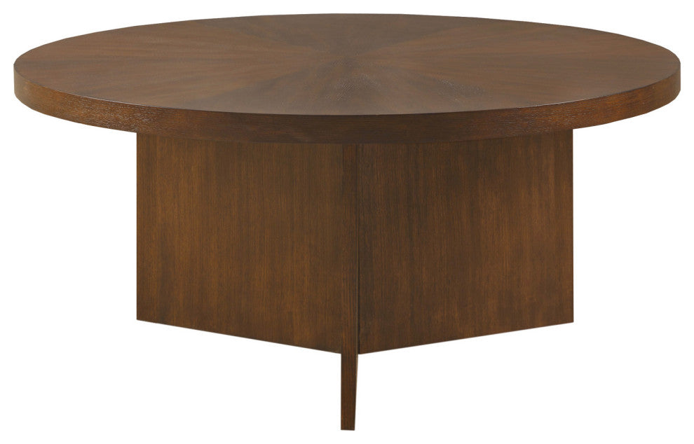 Martha Stewart Sadie Mid-Century Round Wood Coffee Table, Brown