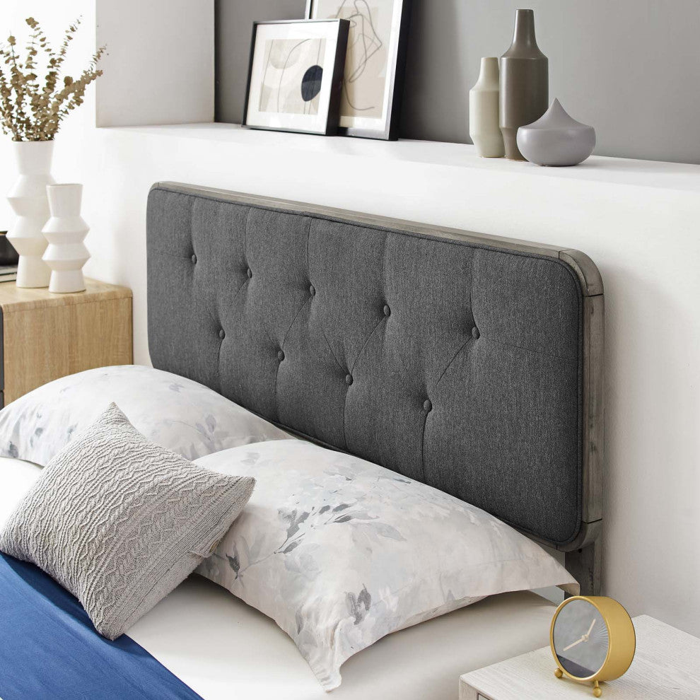 Platform Bed Frame, Twin Size, Wood, Grey Gray, Modern Contemporary, Bedroom