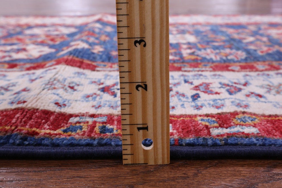 2' 7" X 10' 2" Super Kazak Geometric Hand Knotted Wool Runner Rug Q11235