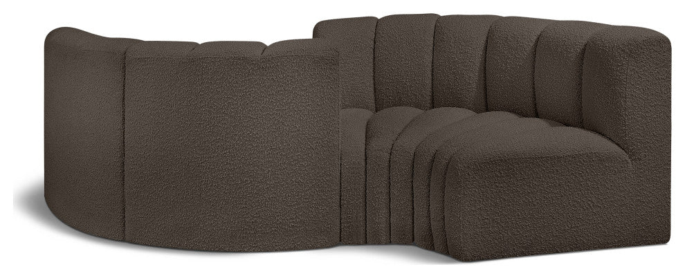 Arc Boucle Fabric Upholstered 4-Pc. Facing Modular Sectional, Brown
