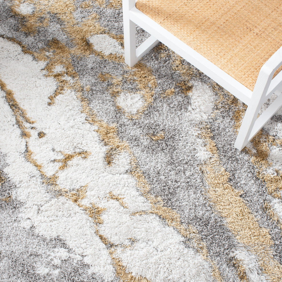 Safavieh Horizon Shag Collection HZN890D Rug, Grey/Gold, 2' X 3'