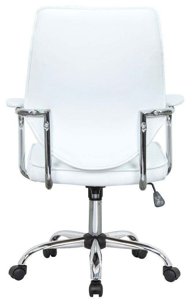 LeisureMod Winchester Modern Executive Leatherette Office Chair, White