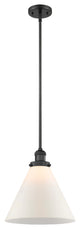 1-Light X-Large Cone 12" Pendant, Matte Black, Glass: Matte White Cased