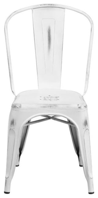 Bowery Hill Metal Dining Chair in Distressed White